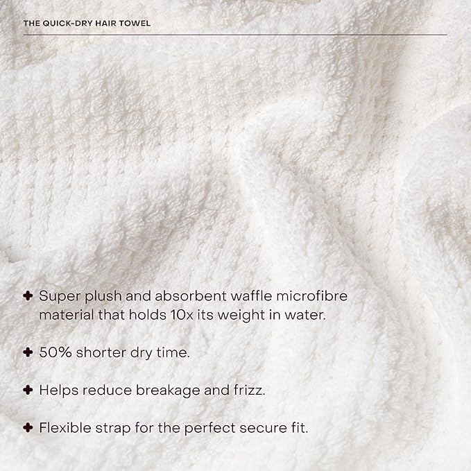 Everist The Quick-Dry Hair Towel, Microfiber, 50% Shorter Dry Time, Reduce Hair Breakage, Flexible Strap for Secure Fit, 1 Each