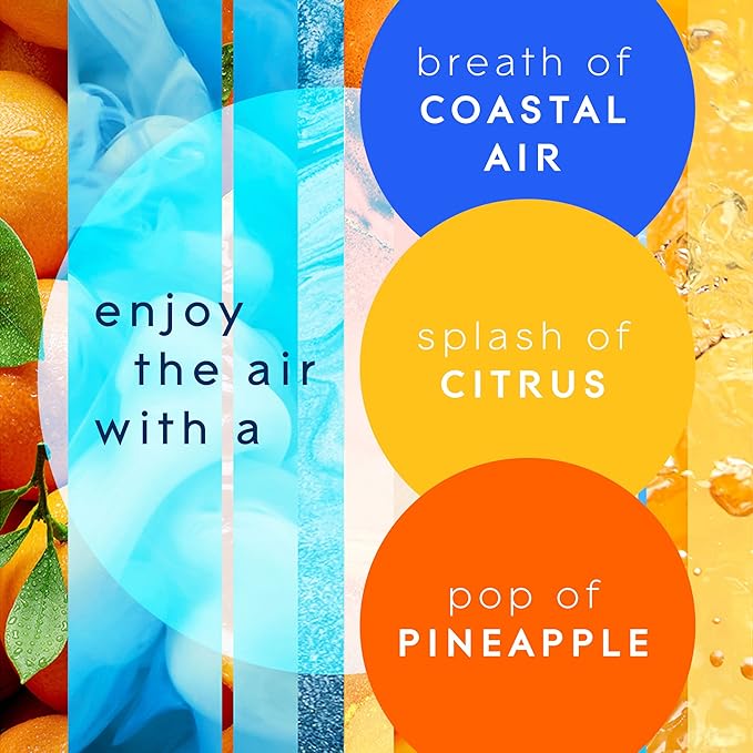 Glade PlugIns Refills Air Freshener, Scented and Essential Oils for Home and Bathroom, Coastal Sunshine Citrus, 1.34 Fl Oz, 2 Count (Pack of 6)