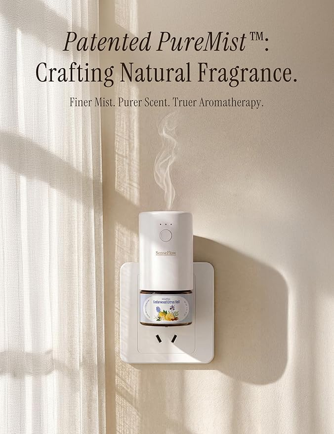 Essential Oil Diffuser for Home, Smart Waterless Aromatherapy Diffuser SF101S Pro, Plug in Room Scent with Timer & 120-Day Natural Aroma, Covers 1000 Sq Ft – Free 30ml Cedarwood Citrus Veil
