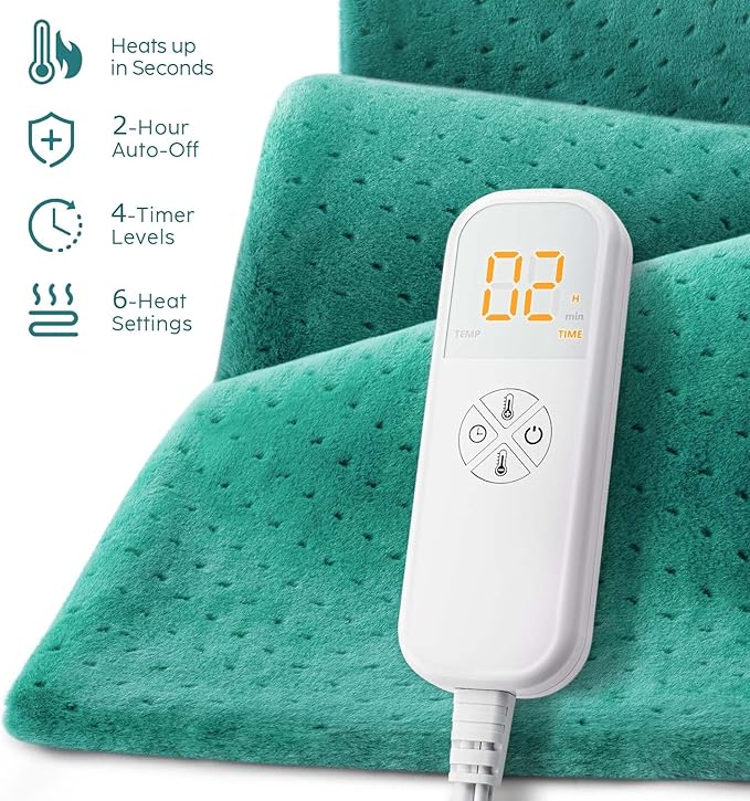 Mothers Day Gifts for Mom Her,Heating Pad for Back Pain & Cramps - Ultimate Pain Relief & Versatile Gift for Women, Men, Dad, Mom - Ideal for Christmas, Soft Machine Wash Fabric, King Size 12"x24"