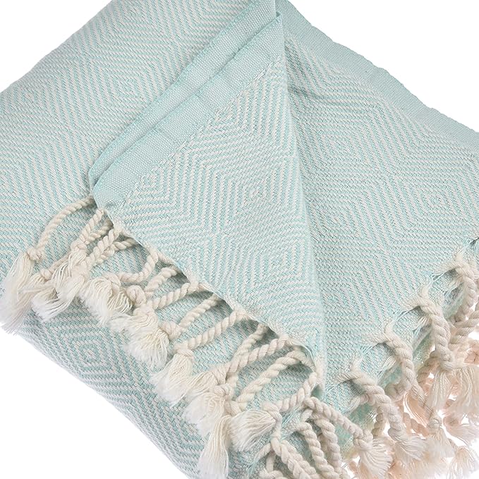 Personalized Embroidered Beach Towel | Throw Blanket, Easy Carry, Sand Free, Highly Absorbent, Quick Dry, Turkish Towels for Travel Camping Bath Sauna Beach Gym Pool Yoga SPA by Lahammam, Asia, Aqua