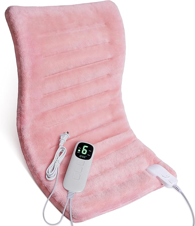 UTK Pink Heating Pad for Back Pain Relief, 12" x 24" Electric Heating Pad for Cramps, Knee, Neck, Shoulders, Soft Flannel Machine Washable Fabric, 6 Heat Settings & Auto-Off(Bright Pink)