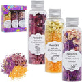 Bath Salts for Women Relaxing, Epsom Salt Bath Soak Gift Set, Mother's Day Birthday Gifts, Spa Bath & Foot Soak, Handmade with Dried Flowers, 3 Bottles Individual Pack, Lavender, Rose & Lemon Scents