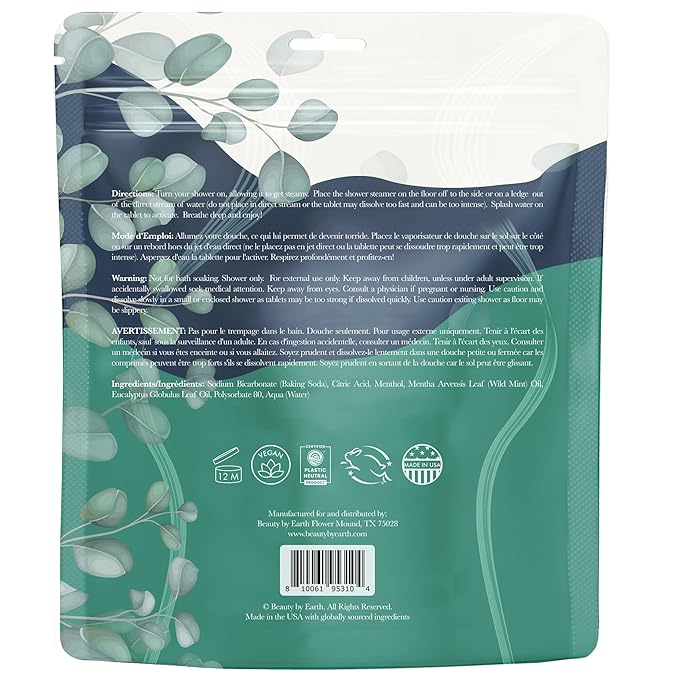 Shower Steamers Aromatherapy - USA Made with Natural Ingredients & Eucalyptus Essential Oil, Mothers Day Gifts for Mom, Large Shower Bombs, Relaxation Spa Gifts for Women & Men, Unique Self Care Gifts