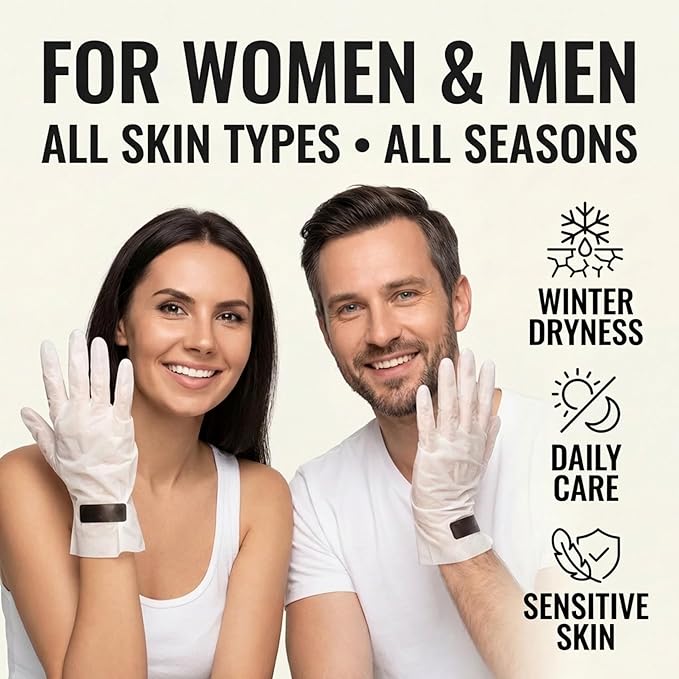 WONDER FAMILY Aqua Hand Mask – Moisturizing Gloves for Dry Cracked Hands – Collagen Overnight Hand Mask, Hand Moisturizer Cotton Gloves for Sleeping Alternative, Repairing Treatment for Women & Men