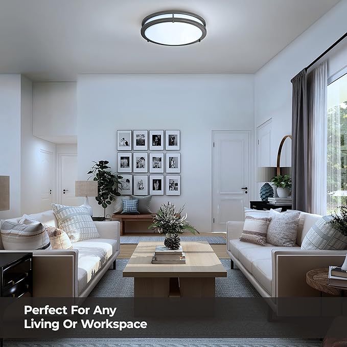 LB72160 LED Flush Mount Ceiling Light, 12 inch, 15W (150W Equivalent) Dimmable 1200lm, 5000K Daylight, Oil Rubbed Bronze Round Lighting Fixture for Kitchen,Hallway,Bathroom,Stairwell