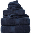 SUPERIOR Egyptian Cotton Pile 6 Piece Towel Set, Includes 2 Bath, 2 Hand, 2 Face Towels/Washcloths, Ultra Soft Luxury Towels, Thick Plush Essentials, Guest Bath, Spa, Hotel Bathroom, Navy Blue