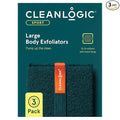 Cleanlogic Sport Exfoliating Body Scrubber, Large Exfoliator Tool for Athletes, Daily Skincare Routine for Smooth Clean Skin, 3 Count Value Pack