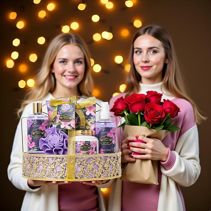 Beauty Kits for Women, Home Spa Baskets Bath Gifts, Bath Spa Kit for Women with Scents Lotion, Luxury Orchid & Jasmine Scent Gift Basket for adults Beauty & Personal Care Set Body Gift Set
