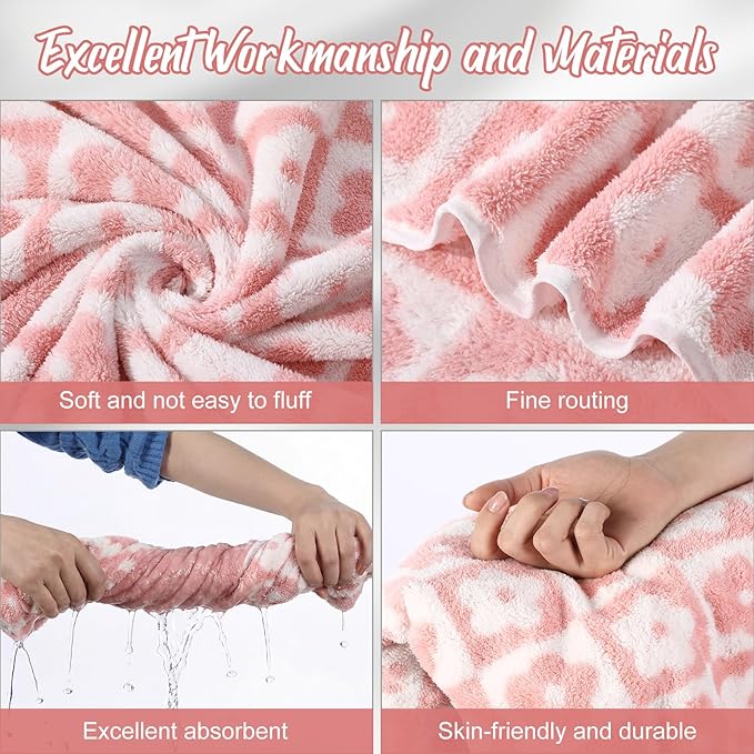 SmoothNovelty 12 Pack Microfiber Bath Towels Bulk 27'' x 60'' Oversized Size Bath Towel Highly Absorbent Extra Large Soft Drying for Beach Shower Summer Salon Sport Gym Party (Flowers,Pink)