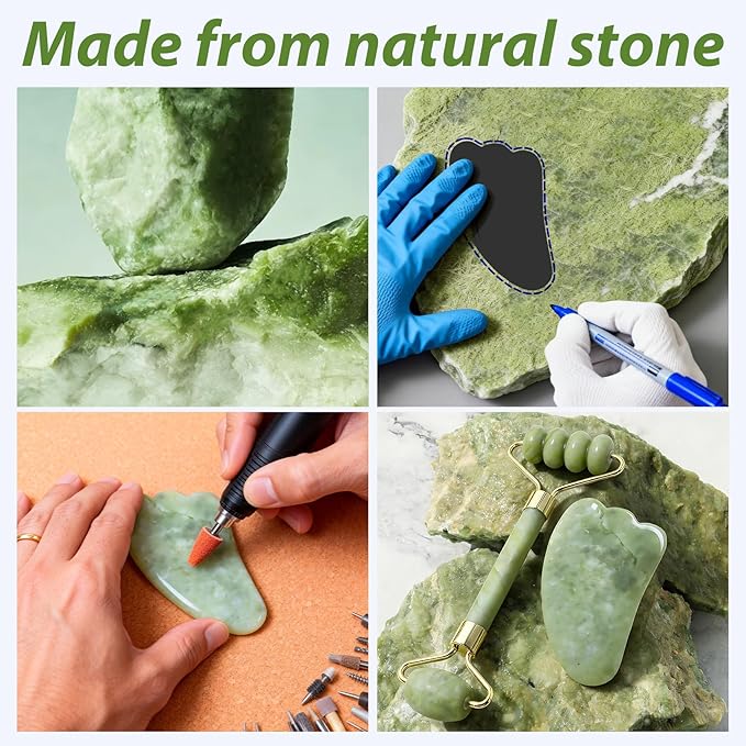Gua Sha Facial Tools Face Roller and Gua Sha Set for Puffiness and Redness Reducing Skin Care Routine, Jade Roller Face Tools Self Care Gift for Men Women