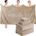 Peryiter Oversized Bath Towels Set of 6 for Adults 40x80 Inches Extra Large Bath Towel Sets Bathroom Sheets Jumbo Shower Towels Quick Dry Absorbent Soft Microfiber for Adults (Khaki)