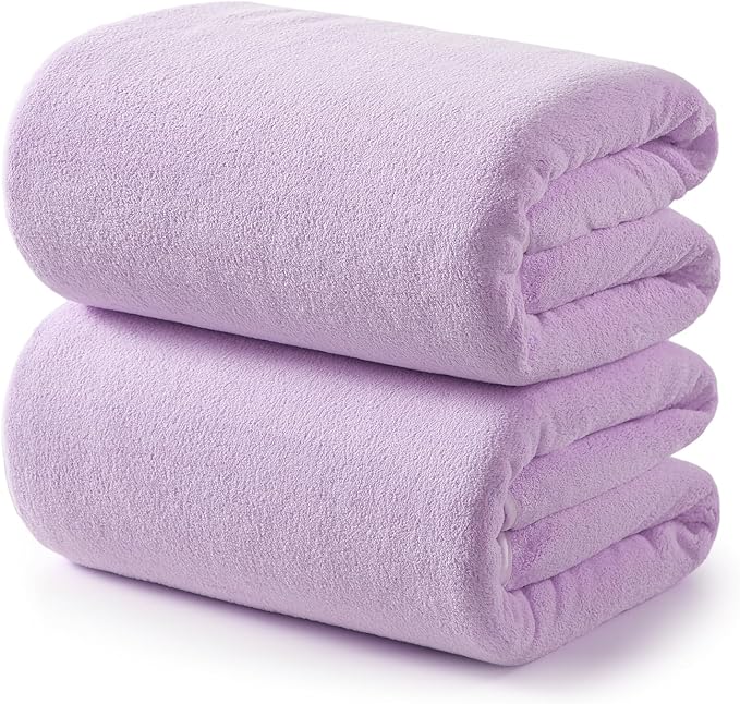 REDKISS 2 Pack Microfiber Extra Large Bath Sheets, 35 x 70 Inches, 670G, Soft and Absorbent, Quick Dry Oversized Bath Towels, Perfect for Bathroom, Plush Shower Towels for Spa, Gym & Hotel, Purple