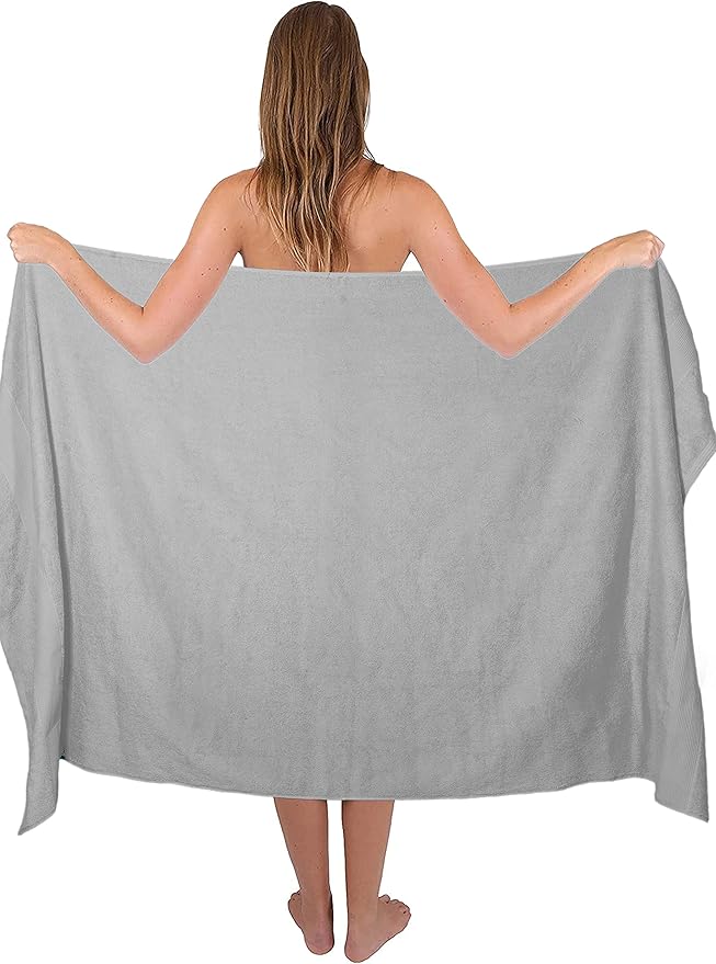 Belizzi Home Premium Cotton Oversized 2 Pack Bath Sheet 35x70-100% Pure Cotton - Ideal for Everyday use - Ultra Soft & Highly Absorbent - Machine Washable - Light Grey