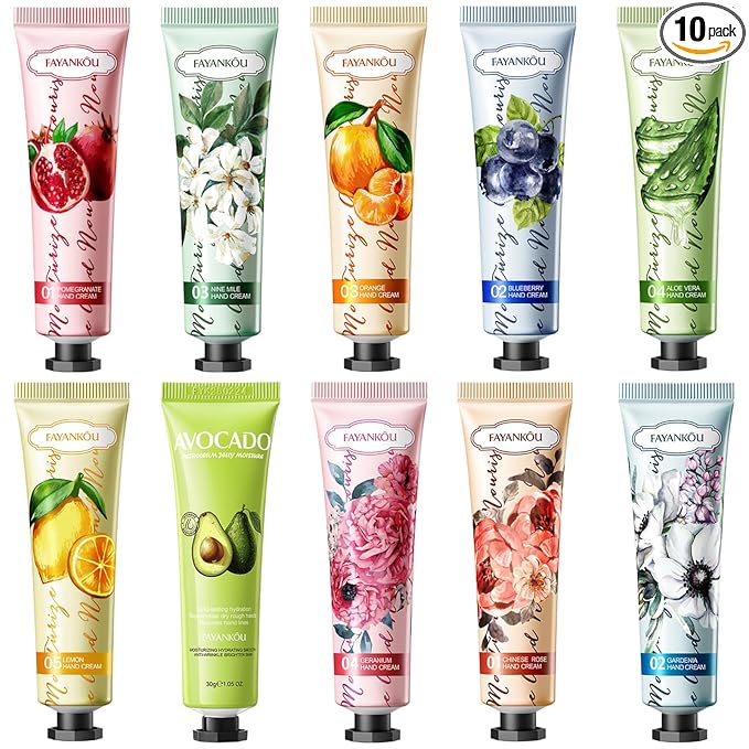 10 Pack Hand Cream for Dry Cracked Hands, Travel Size Moisturizing Mini Hand Lotion Gifts for Women with Natural Fragrance - Christmas Gifts,Thanksgiving Gifts,Teacher Appreciation Gifts,Party Favors