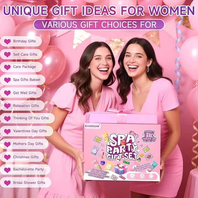 136Pcs Spa Party Supplies Set - 12 Spa Day Kits with Face/Lip/Eye/Hand/Foot Care,Party Favors for Sleepovers,Birthdays,Slumber Party & Relaxation,All Skin Types Safe
