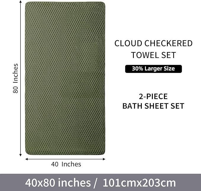 Extra Large Bath Towel Sheet-40x80 Inches Oversized,Super Soft,Quick Dry,Microfiber Shower Towels Highly Absorbent,Plush Bathroom Towels for Adults, Premium Quality (Olive Green, 2PCS)