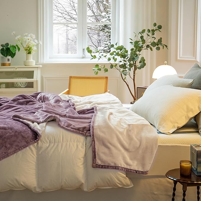 JET'S HOME Heated Blanket Twin 62"x84" - ETL&FCC Certified Flannel Electric Blanket Machine Washable Heating Blanket with 4 Heating Levels 10 Hours Auto-Off Overheating Protection (Purple)