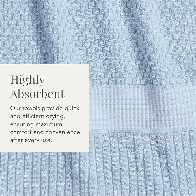 NY Loft 2 Pack Bath Sheet Towel Set | 100% Cotton | Absorbent Quick-Dry Oversize Bath Towels | Textured and Durable Cotton | Chambray Blue