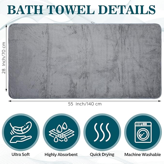 Mixweer 10 Pieces Bath Towel Set, Microfiber Coral Velvet Highly Absorbent Towels for Bathroom Body Shower Beach Travel, 28 x 55 Inches(Multicolor)