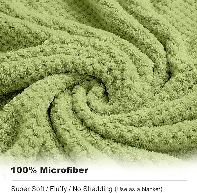 8-Piece Bath Towel Set, 2 Extra Large Bath Towel Sheets, 2 Hand Towels and 4 Washcloths - Highly Absorbent Quick Dry Microfiber,Ultra Soft Towel Set for Bathroom, Waffle Weave, Pack of 8 (Olive)