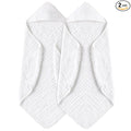 Yoofoss Hooded Baby Towels for Newborn 2 Pack 100% Muslin Organic Cotton Baby Bath Towel with Hood for Babies, Infant, Toddler and Kids, 32x32Inch, Soft and Absorbent Newborn Essential,White-2 Pack