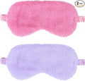 2 Pcs Plush Eye Mask Soft Sleeping Blindfold Eye Cover Comfortable Furry Faux Fur Sleeping Mask Satin Nap Night Eyeshade Cover for Women Men Gift (Rose, Violet)