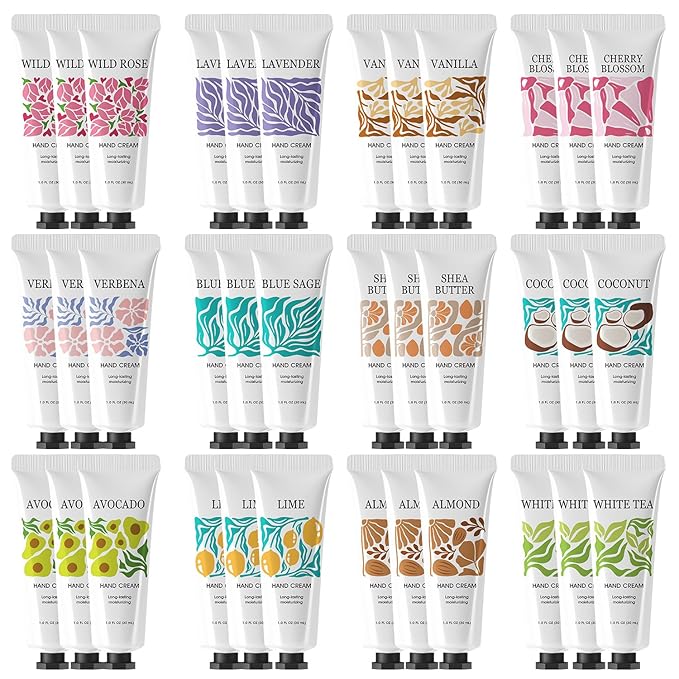 36 Pack Hand Cream Bulk Gifts for Women, Mothers Day Gifts for Mom, Mini Moisturizing Lotion for Dry Hands, Hand Lotion Travel Size, Teacher Appreciation Gifts Bulk Nurses Week, Bridesmaid Gifts