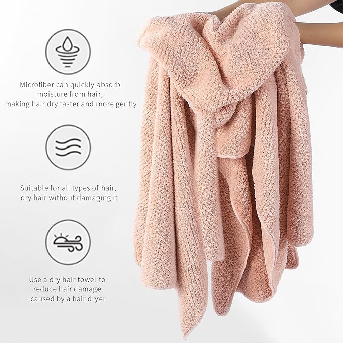 Microfiber Hair Towel Quick Dry Hair Towel Hair Drying Towels Suitable for All Kinds of Hair Ultra Absorbent Long and Thick Hair 24X48inch Blue (1pcs)