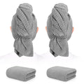 BEoffer 2 Pack Microfiber Hair Towel - 41 x 24 inches Super Soft, Absorbent, Fast Drying Without Frizz Hair Towel Wrap for Women Long, Thick, Curly Hair - Hair Turbans with Elastic Strap