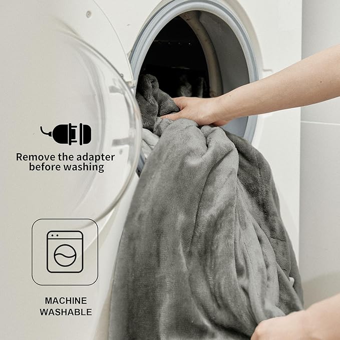 JET'S HOME Heated Blanket Twin 62"x84" - ETL&FCC Certified Flannel Electric Blanket Throw Machine Washable Heating Blanket with 4 Heating Levels 10 Hours Auto-Off Overheating Protection (Grey)