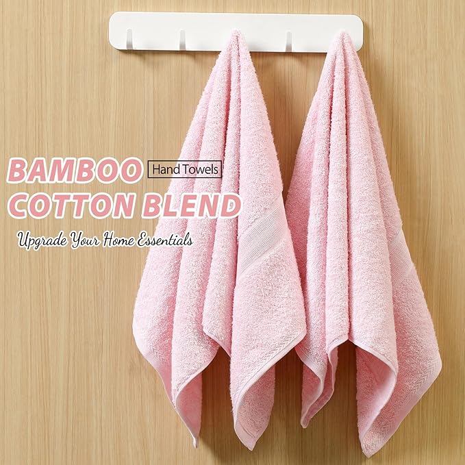 Aibaser Hand Towels-16x30inch - Lightweight and Highly Absorbent Hand Towels for Bathroom, Travel, Gym, Shower and Spa (Pink)