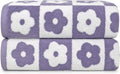 Jacquotha 2-Pieces Luxury Bath Towels Checkered Floral, Purple Towels for Women Girls Shower Body 27.5x55 Inches, Cute Bathroom Decor, Cotton
