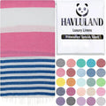 HAVLULAND Turkish Beach Towels, Oversized 40"x72" Turkish Bath Towel, Highly Absorbent Quick Dry Sand Free Beach Towels for Beach Pool Spa Gym Yoga Travel Camping Picnic Blanket - Pink/Blue