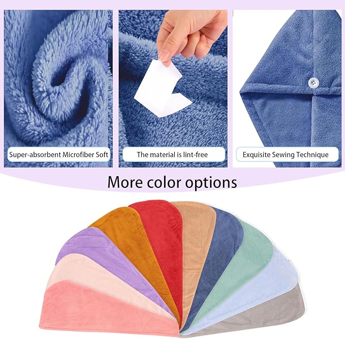 Microfiber Hair Drying Towel Wrap for Women, Hair Turbans Towel for Wet Hair,turbie Twist Hair Towels(The Color of the Picture is for Reference only) (Dark Blue,Red)