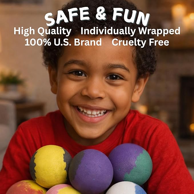 EvolutionUSA 6pc Epic Superhero Bath Bombs for Kids – Childrens Super Hero Bath Bombs Toy Inside, Organic Bathbomb with Surprise, Superhero Bath Fizzers, Lush Bathbombs Easter, Christmas, Birthday