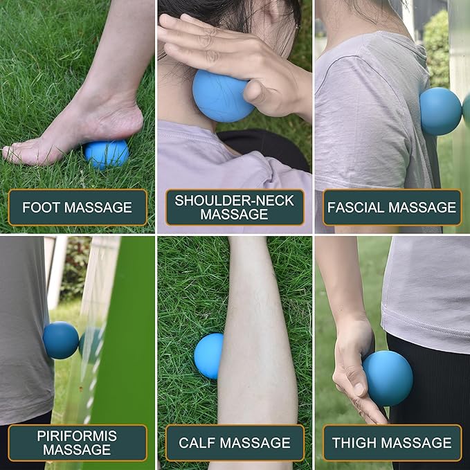 Massage Lacrosse Balls for Myofascial Release,Yoga Deep Tissue Massage,Trigger Point Therapy and Foot Plantar Fasciitis,Muscle Soreness Massager Ball (2Pack, Blue and Purple)