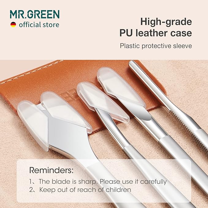 MR.GREEN Pedicure Knife Set Professional Ingrown Toenail Clippers Foot Care Tools Stainless Steel Nail Cuticle Nippers Remover Kits (5 Pcs Set)
