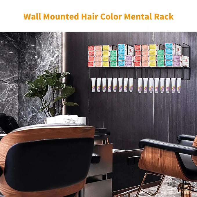 Meudid Hair Color Organizer for Salon Storage Rack - 2 PCS Wall Mounted Hair Color Racks for Salon Cabinet Perfect Hair Color Shelves for Salon Stations for Hair Stylists