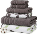 Modern Threads Natural Vine 6-Piece 100% Cotton Towel Set – Yarn Dyed Jacquard – Includes 2 Bath Towels, 2 Hand Towels, 2 Washcloths – Absorbent, Quick Dry, Soft & Durable – Gray