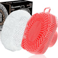 RamPula Face Scrubber & African Net, Silicone Exfoliating Brush for Men, Facial Cleansing Brush, Manual Waterproof Cleansing Skin Care, Blackhead Removing Pore Cleansing Massaging Face Brushes - Pink