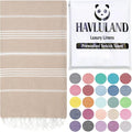HAVLULAND Turkish Beach Towels, Oversized 40"x72" Turkish Bath Towel, Highly Absorbent Quick Dry Sand Free Beach Towels for Beach Pool Spa Gym Yoga Travel Camping Picnic Blanket - Beige