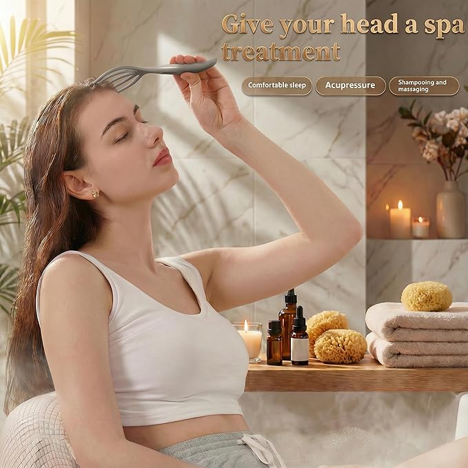 Scalp Massager & Gua Sha Tool Set - Manual Head Massager, Massage Comb for Relaxation & Stress Relief (Pink & Purple)