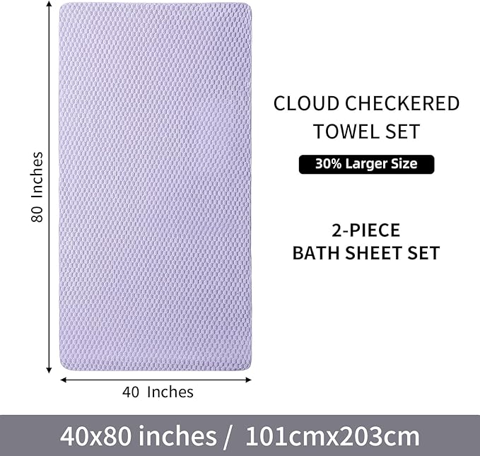 Extra Large Bath Towel Sheet-40x80 Inches Oversized,Super Soft,Quick Dry,Microfiber Shower Towels Highly Absorbent,Plush Bathroom Towels for Adults, Premium Quality (Lavender, 2PCS)