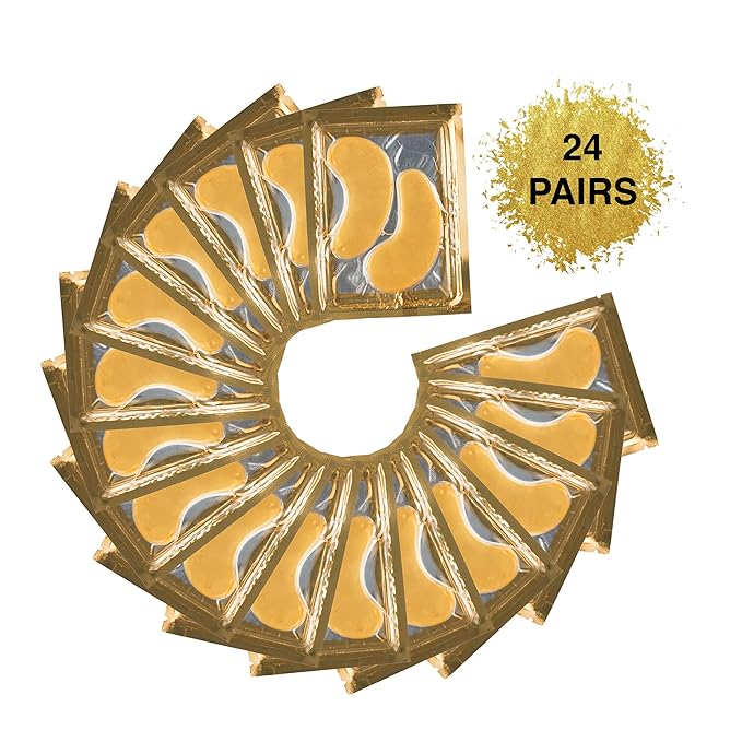 (24 PAIRS) Rejuvenating Under Eye Mask for Puffy Eyes - Dark Circles Under Eye Bags Treatment - 24k Gold Anti-Aging Under Eye Patches - Under Eye Pads w/Hydrating Gel - Wrinkle Care for Women and Men
