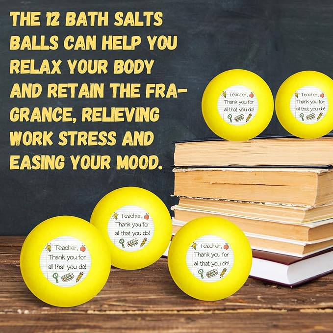 12 Pcs Teachers Appreciation Gifts Bath Bombs for Teacher Handmade Natural Bath Bomb for Teachers Appreciation Gift Exchange Gifts Thank You Teacher Party Favors