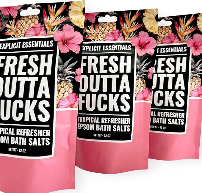 Explicit Essentials Tropical Refresher Epsom Bath Salts, 12 oz, Pink
