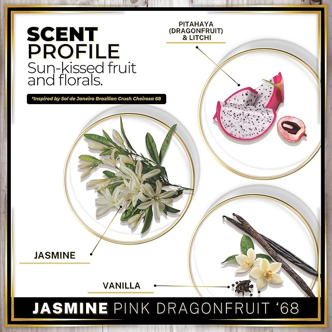 Urban Naturals Car Air Freshener Hanging + Vent Clip, Jasmine Pink Dragonfruit '68 Scent Diffuser, Long Lasting Car Fresheners Made in USA, Auto Accessories for women (1 Pack)