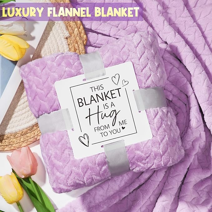 Mothers Day Birthday Gifts for Women Self Care Get Well Soon Gifts, Lavender Relaxing Spa Gift Basket Thinking of You Care Package w/Flannel Blanket, Unique Gift for Mom Her Wife Grandma Friend Sister