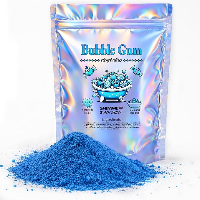 Sky Blue Bubblegum Shimmer Bath Bomb in A Bag - Handmade Scented Bath Bombs for Women,Kids and Men - Bulk Bathbomb Fizzies Perfect for Boys and Girls All Ages (11.64 Ounce, Sky Blue)